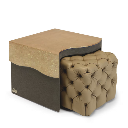 Ceto onda leather pouf