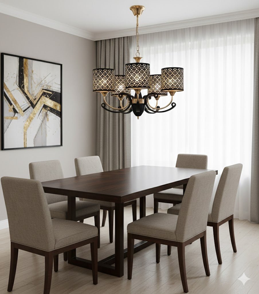 LM7919/5 - FGD+BK Chandelier