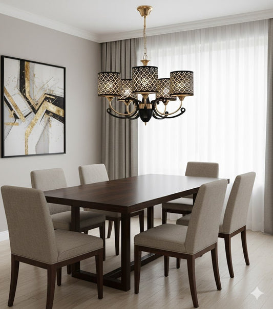 LM7919/5 - FGD+BK Chandelier