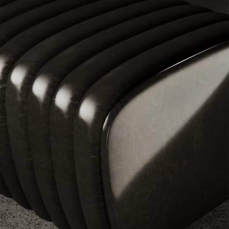 Petit arret black leather bench