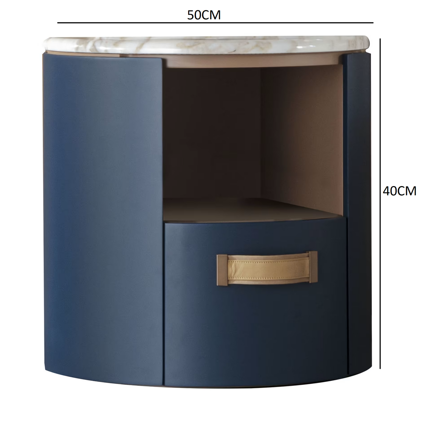 Alassio bedside table with top in marble calacatta gold shine