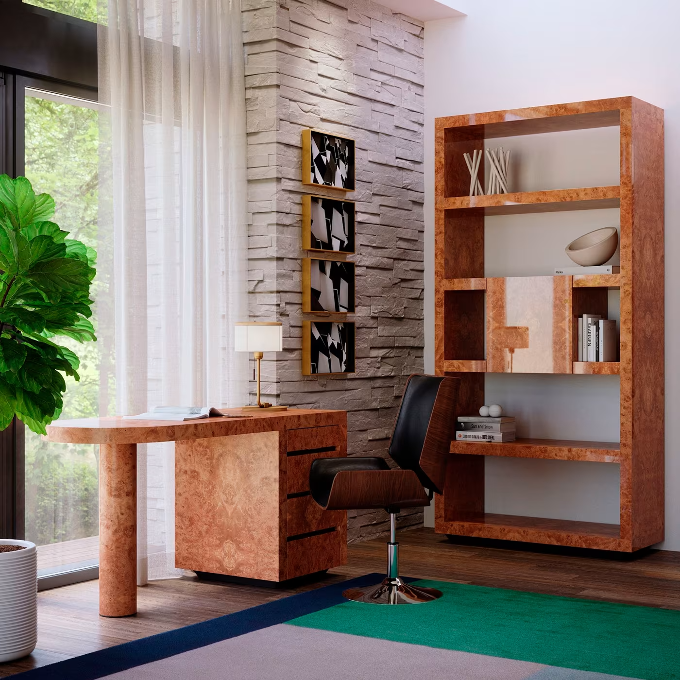 Chestnut burl desk
