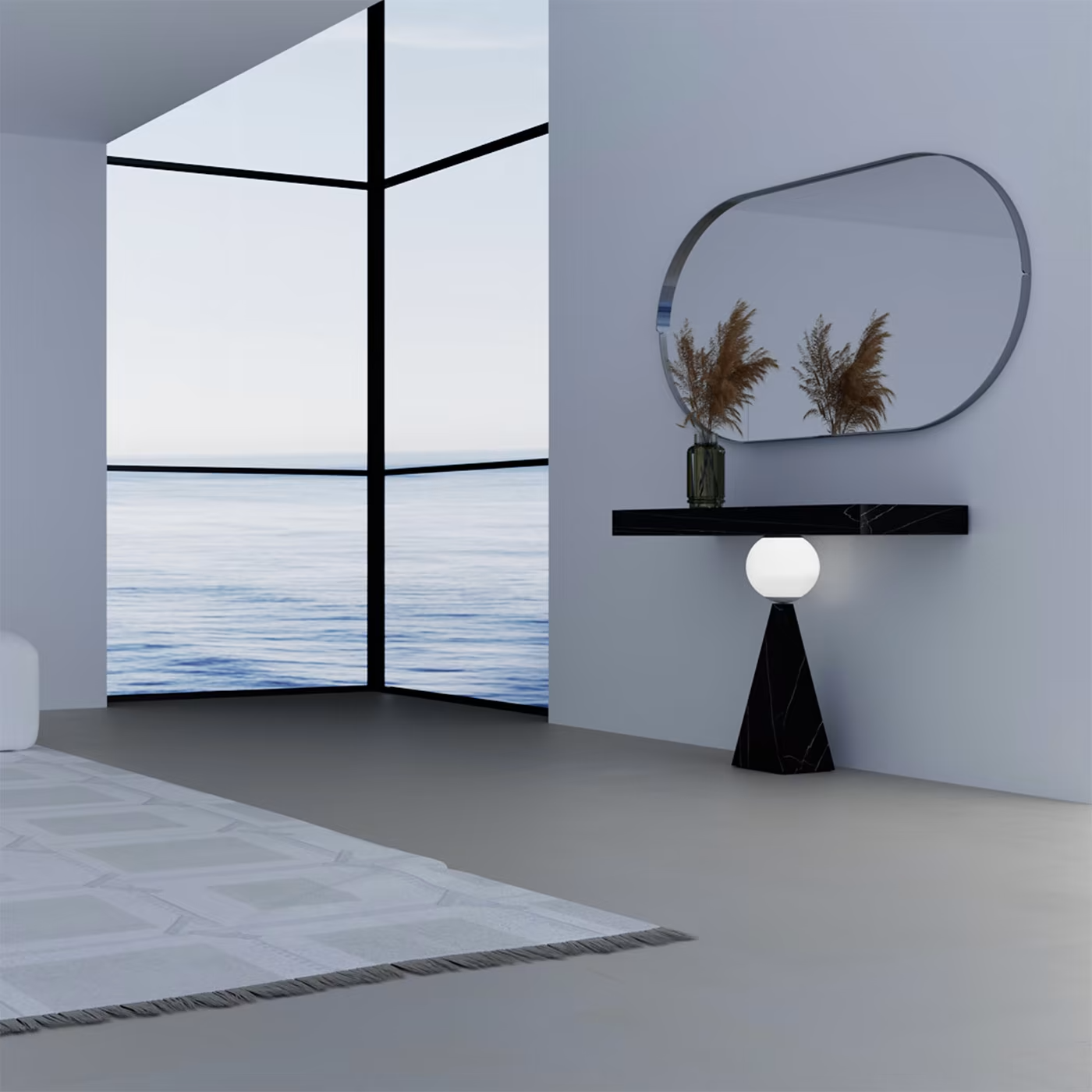 Hourglass luminous marquinia console