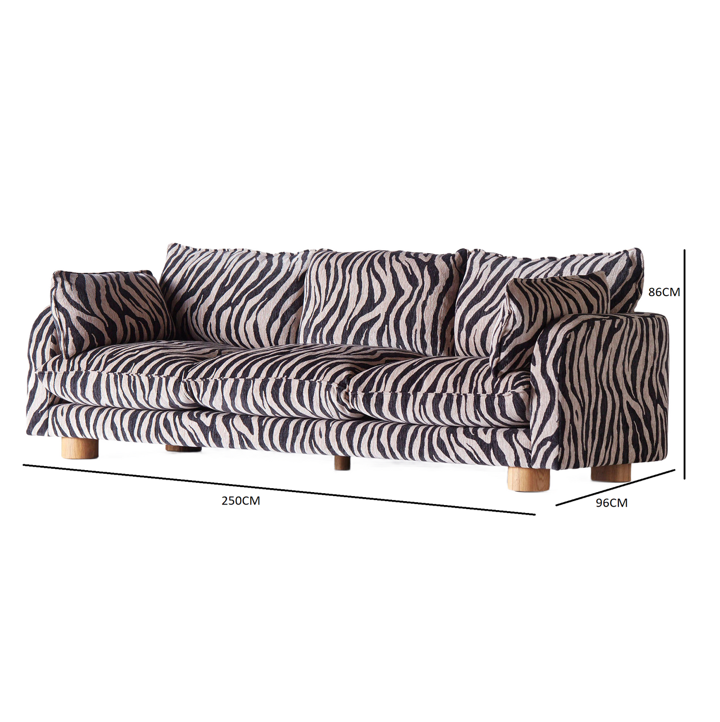 Zebra Luxe 3-Seater Sofa