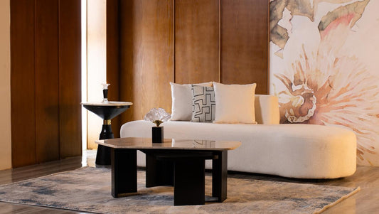 Luna Modern Serpentine Sofa - White Textures