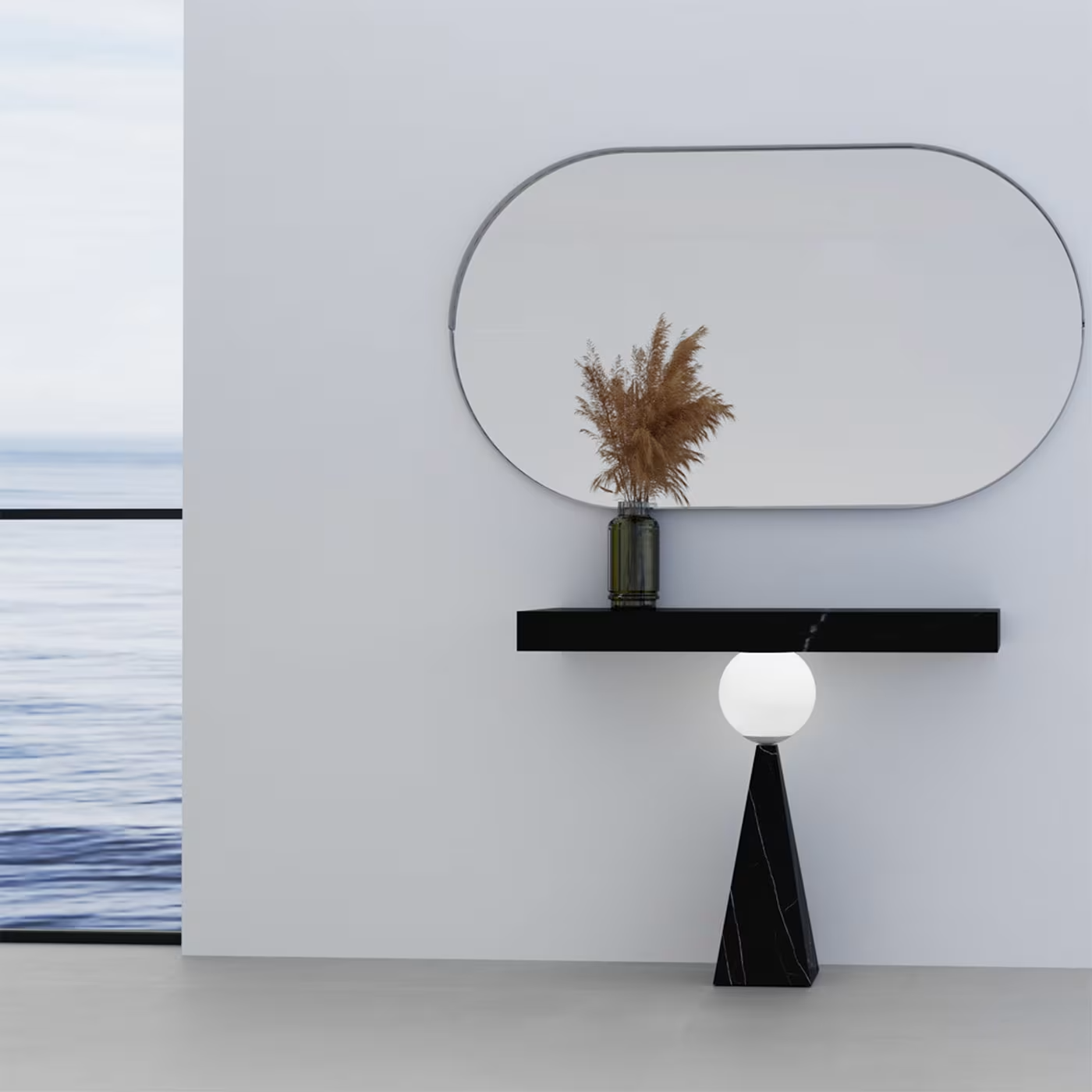 Hourglass luminous marquinia console