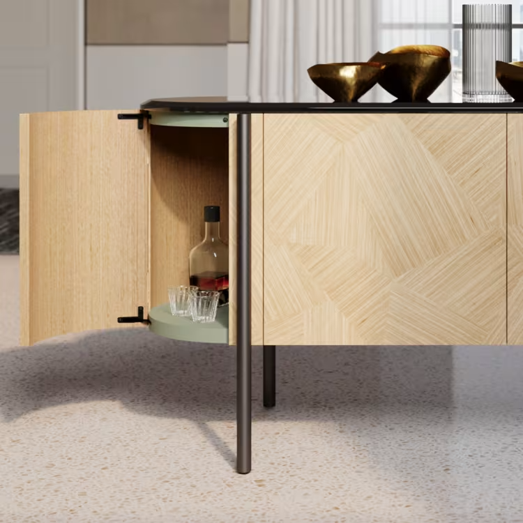 Mia 4-door curved beige sideboard