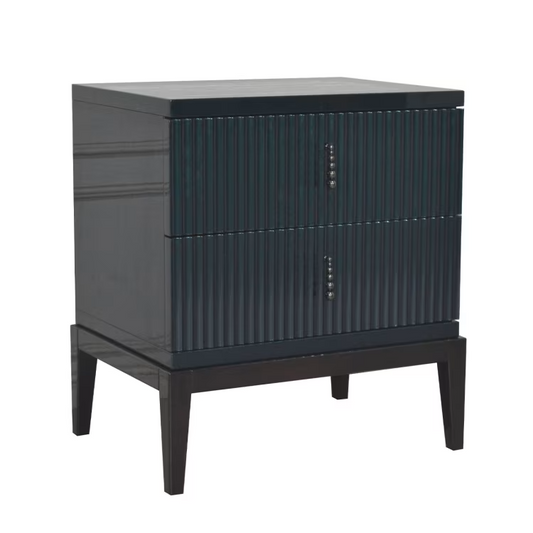 Italian night table in glossy green smarald lacquered wood