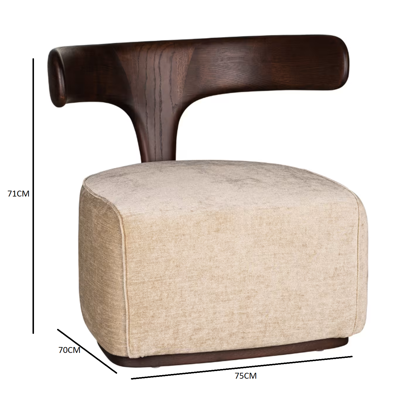 Moby dick beige fabric-covered armchair